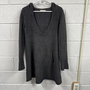 Vtg Old Navy Sweater Dress Size L Cotton Wool Blend Hooded Pocket Y2K Hong Kong